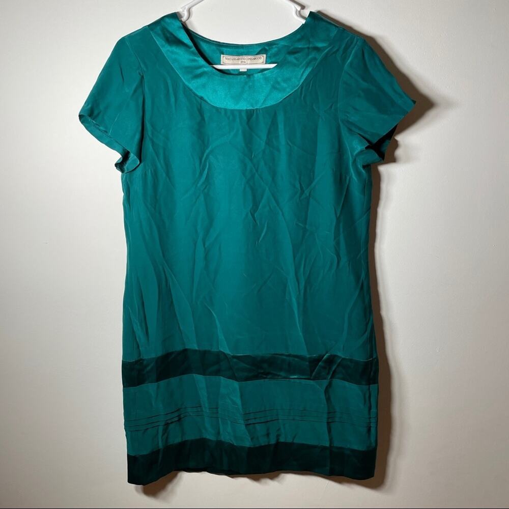 What Goes Around Comes Around Short Sleeve Green Silk Dress M